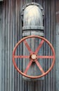 Large red wheel valve with pipe Royalty Free Stock Photo
