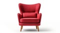 Large Red Wingback Chair With Realistic Rendering In Classic Japanese Style