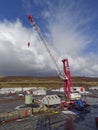 A Large Reggiane MHC 130 Mobile Shore Crane at Peterson Quay at the Greenhead Base in the Port of Lerwick.