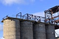 Large reinforced concrete pipe construction with a metal ladder against Royalty Free Stock Photo