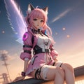 beautiful anime girls with the latest clothing fashion now very attractive style. 3d rendering ai generated