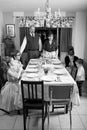 Large Retro Family Thanksgiving Dinner Turkey Royalty Free Stock Photo