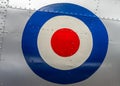 Large retro RAF target bullseye symbol on abandoned old aeroplane.