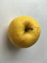 A large ripe apple lying on a white background. Minimalistic background.