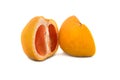Large, ripe grapefruit on white background, bright and very juicy citrus with no background. Royalty Free Stock Photo