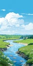 Vibrant Illustration Of Bude River In Cornwall With Coastal Scenery