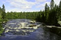 Large river with waterfall in a wild Canadian forest Royalty Free Stock Photo