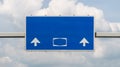 A large road sign above a German highway in blue, with no signs and subtitles, with a clipping path.