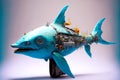 large robotic mechanical fish in shape of dolphin in water