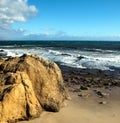 Large rock formation on California Beach Royalty Free Stock Photo