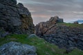 Large rock formations on the Cornish coast Royalty Free Stock Photo