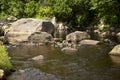 Large Rocks in the Au Sable River Lake Placid New York Royalty Free Stock Photo