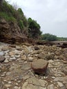 Large rocks on the beach, Rembang, Central Java. Royalty Free Stock Photo