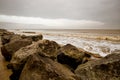 Large rocks and boulders on the Norfolk Coast protecting the coastline