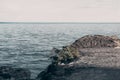 Large rocks, cliffs by the sea and skyline