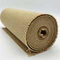 A large roll of burlap fabric is tightly wound with a visible open core. The burlap is Royalty Free Stock Photo