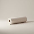 A large roll of white paper is placed on a flat surface against a neutral background. Th Royalty Free Stock Photo