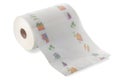 Large roll of white paper towels decorated