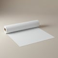 A large roll of white paper is unrolled on a light beige surface. The paper appears Royalty Free Stock Photo