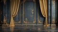 Large Room With Black and Gold Curtains Royalty Free Stock Photo