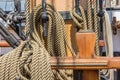 Large ropes on an old ship