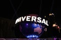 The large rotating Universal logo globe. Royalty Free Stock Photo