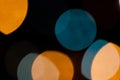 Large round bokeh in blue and yellow