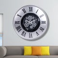 A large round indoor clock on the wall. Big clock on metal rack Royalty Free Stock Photo