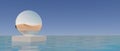 A large round object is floating on the surface of a body of water