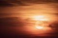 Large round orange sunrise or sunset Royalty Free Stock Photo