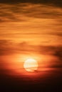 Large round orange sunrise or sunset Royalty Free Stock Photo