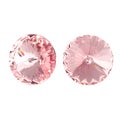 Large round pink crystal rhinestones. Front and side view Royalty Free Stock Photo