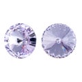 Large round purple crystal rhinestones. Front and side view