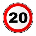 20 MPH Limit Traffic Sign Royalty Free Stock Photo