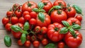 From large and round to small cherry tomatoes creating a dynamic visual Royalty Free Stock Photo
