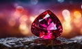 Large ruby gemstone. Selective focus.