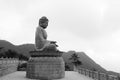 Large rulai buddha stone statue, black and white image