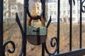 Large rusty iron padlock