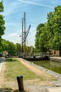 Large sailboat entering a canal lock at Gota canal