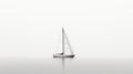 Minimalist Monochrome 3d Illustration Of Grey Water With Sail Boat