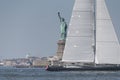 Sailboat and statue of liberty new york city