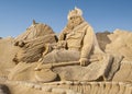 Large sand sculpture of Norse viking