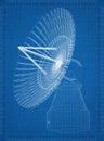 Large satellite dish Architect blueprint Royalty Free Stock Photo