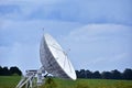 Large satellite dish in the field for receiving and transmitting tv signal and data transfer to the satellite, teleport Royalty Free Stock Photo