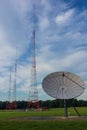 Large Satellite Dish with Three Antennas