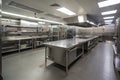 large-scale commercial kitchen with industrial dishwashers and cleaning stations, retrofitted for modern use Royalty Free Stock Photo