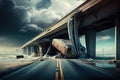 large-scale disaster and after consequences of hurricane on roads and bridges