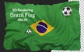 3d rendering brazil flag football soccer