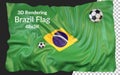 3d rendering brazil flag football soccer