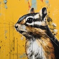 Pop Art Chipmunk Painting With Symbolic Animal Imagery